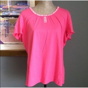 XL 1X 2X New Striped Neckline Top